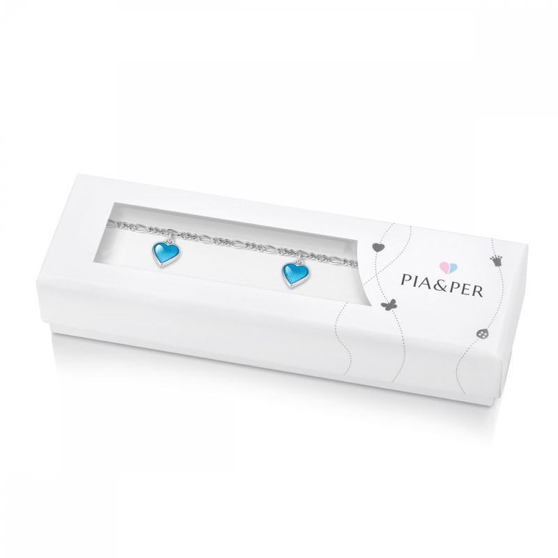 Pia og Per Turkis hjerte armband m/charms