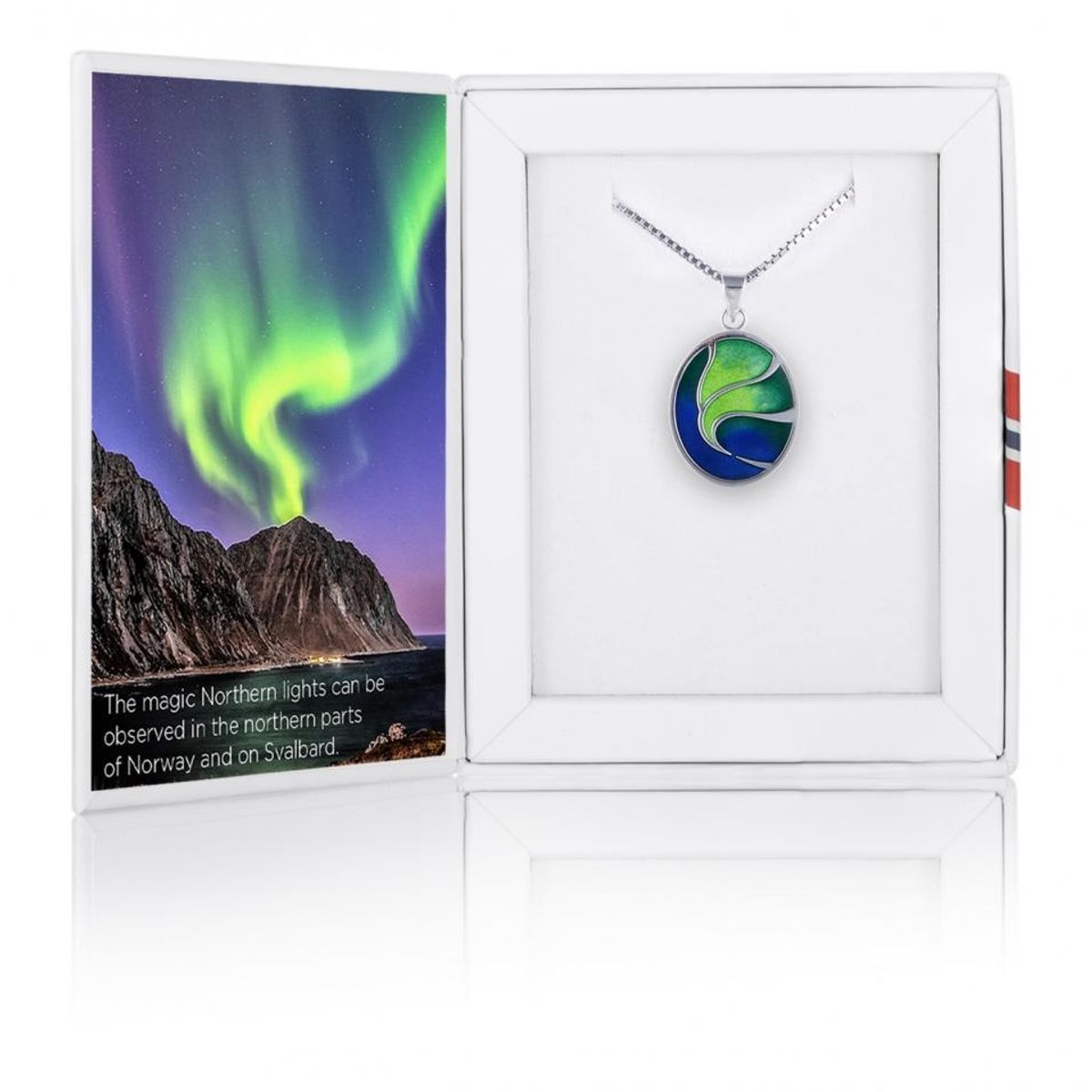 Nordlys smykke med blå glassemalje