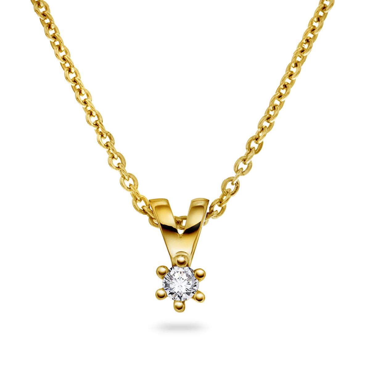 Min første diamant, smykke i gull med diamant 0,03 ct