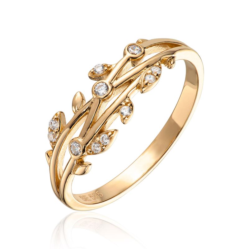 Gull ring med zirkonia