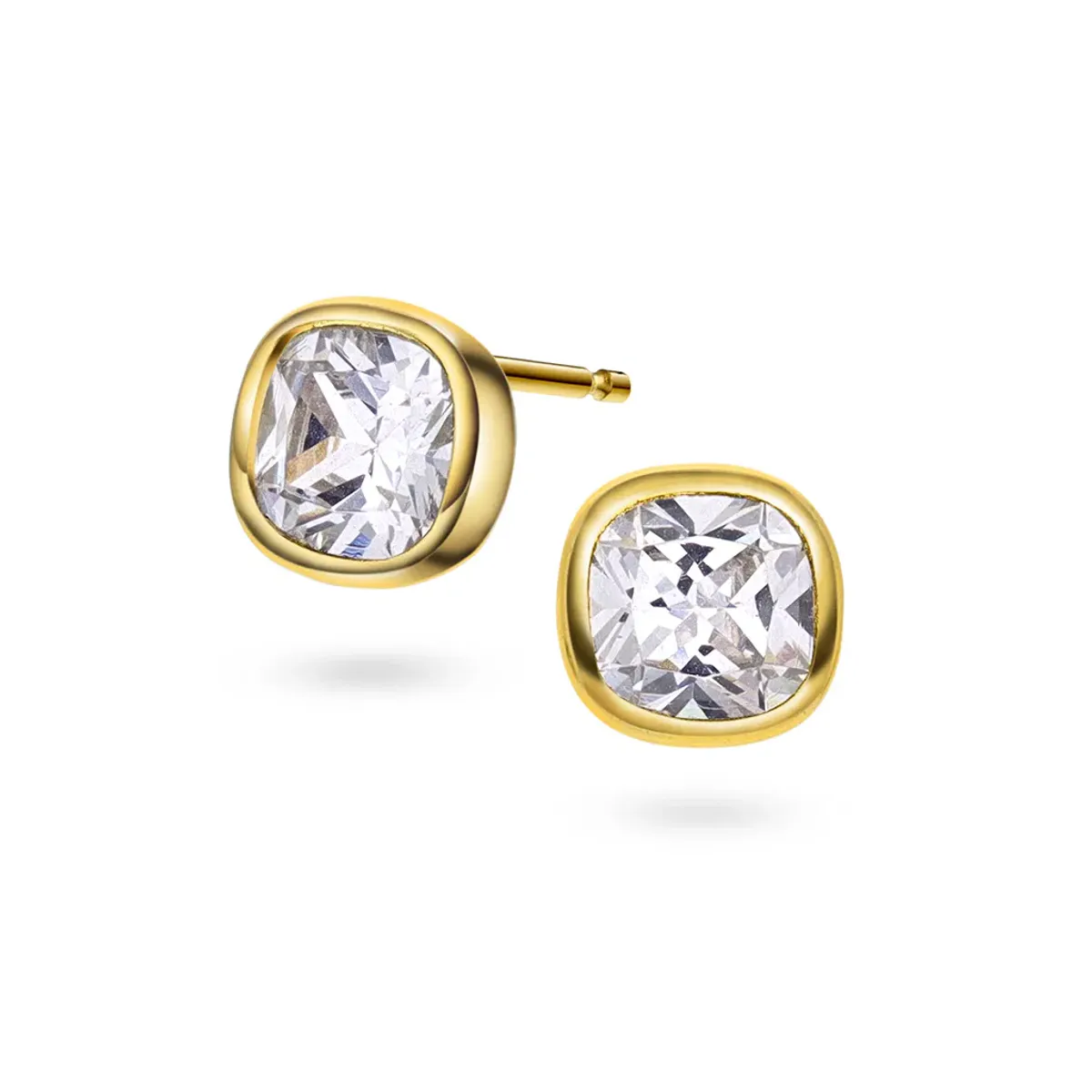 Nora Mørk ørepynt i forgylt sølv med hvit sten