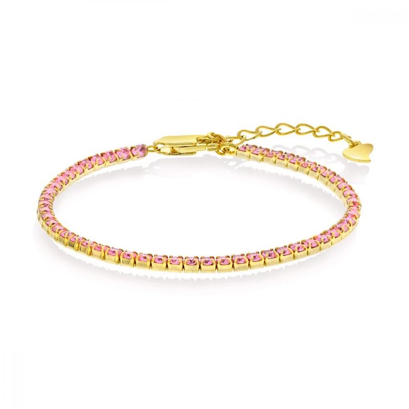 Armbånd i forgylt sølv med rosa cubic zirkonia