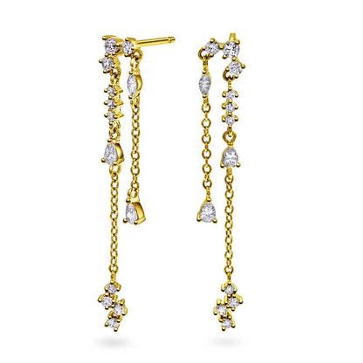 Rainfall øredobber i forgylt 925 sølv med stene