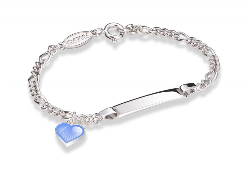 Pia og Per Lyseblå hjerte armband ID-plate