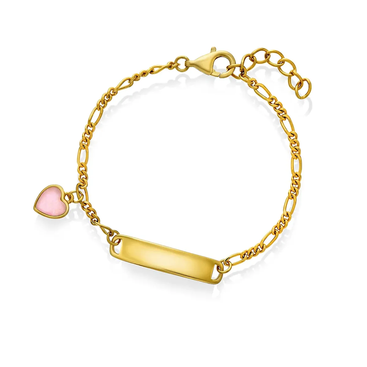 Armbånd i sølv med rosa perlemor hjerte